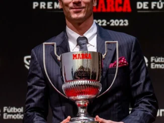 Lewandowski Celebrates Pichichi Award For Laliga Top Scorer (2022/2023)