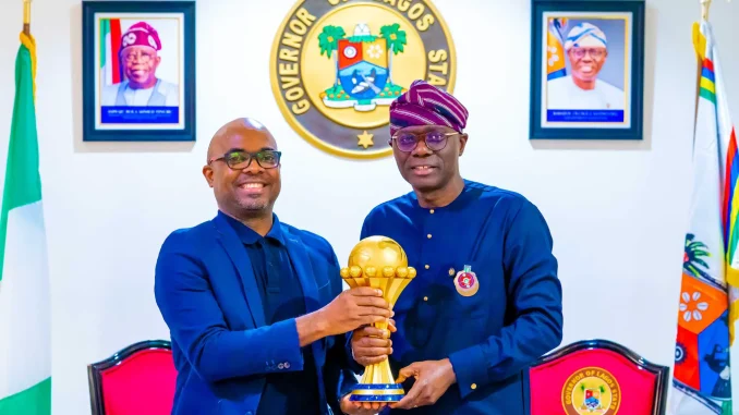 Sanwo-Olu Receives AFCON Trophy, Charges Super Eagles To Go For Title In Cote dIvoire